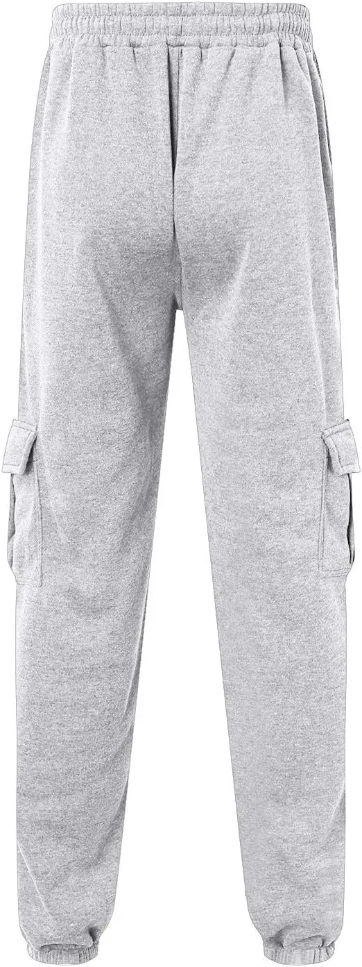 2023 Men's Cargo Sweatpant Multi Pockets Stylish Plus Size Sport Trousers Mens Basic Jogger Sweatpants Lightweight Pant