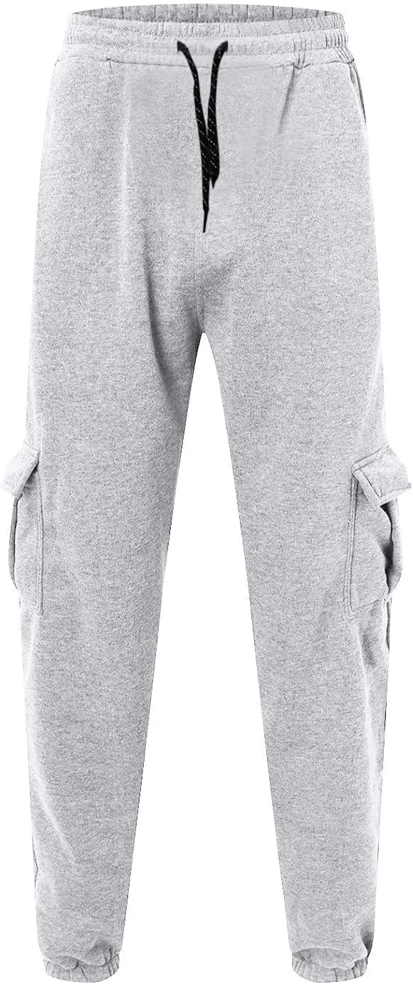 2023 Men's Cargo Sweatpant Multi Pockets Stylish Plus Size Sport Trousers Mens Basic Jogger Sweatpants Lightweight Pant