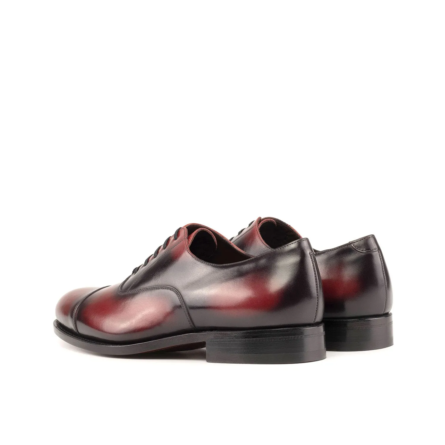 Ambrogio Bespoke Men's Shoes Burgundy Patina Leather Classic Cap-Toe Oxfords (AMB2382)