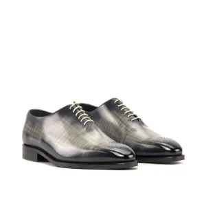 Ambrogio Bespoke Men's Shoes Gray Patina Leather Wholecut Oxfords (AMB2345)