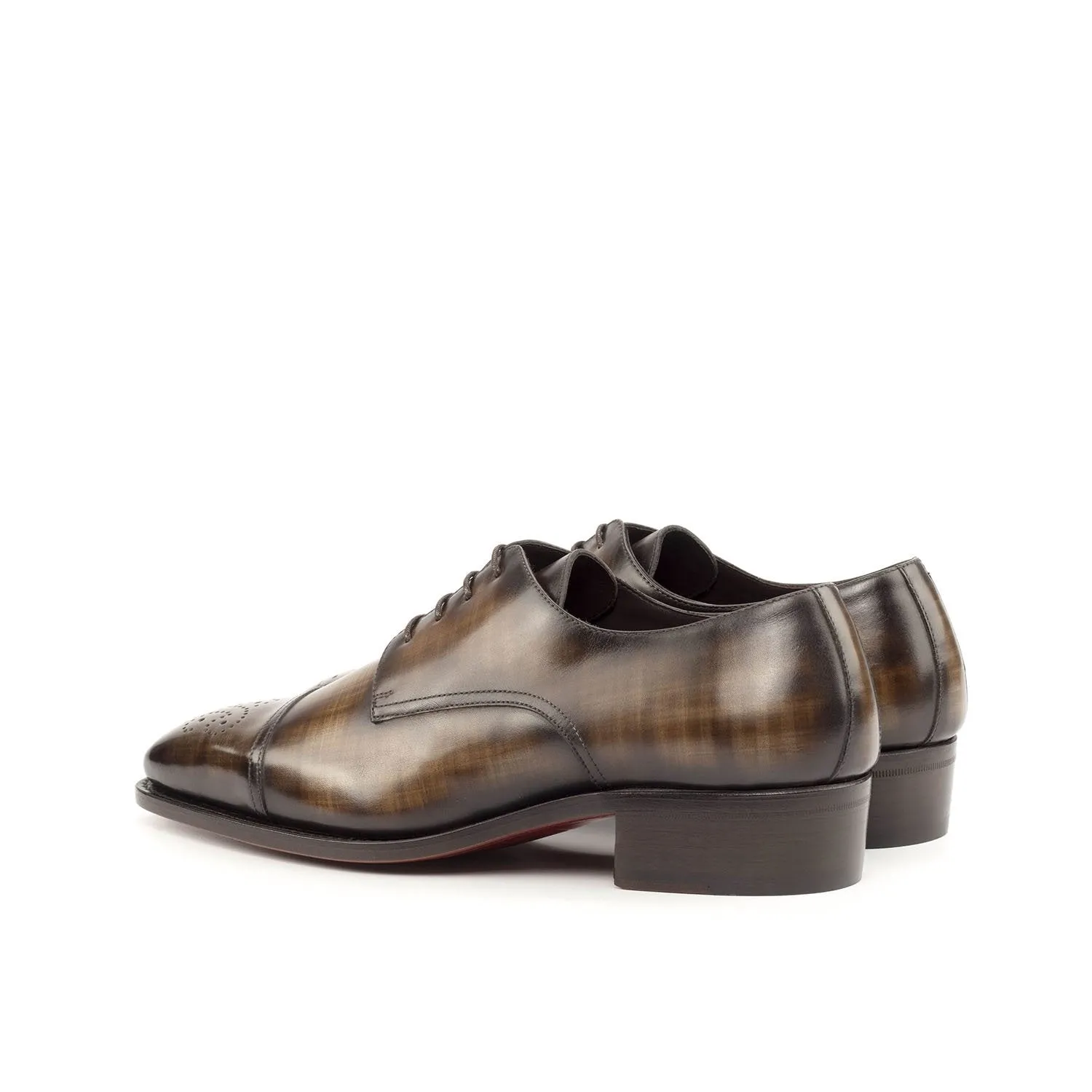 Ambrogio Men's Shoes Brown Patina Leather Derby Oxfords (AMB2083)