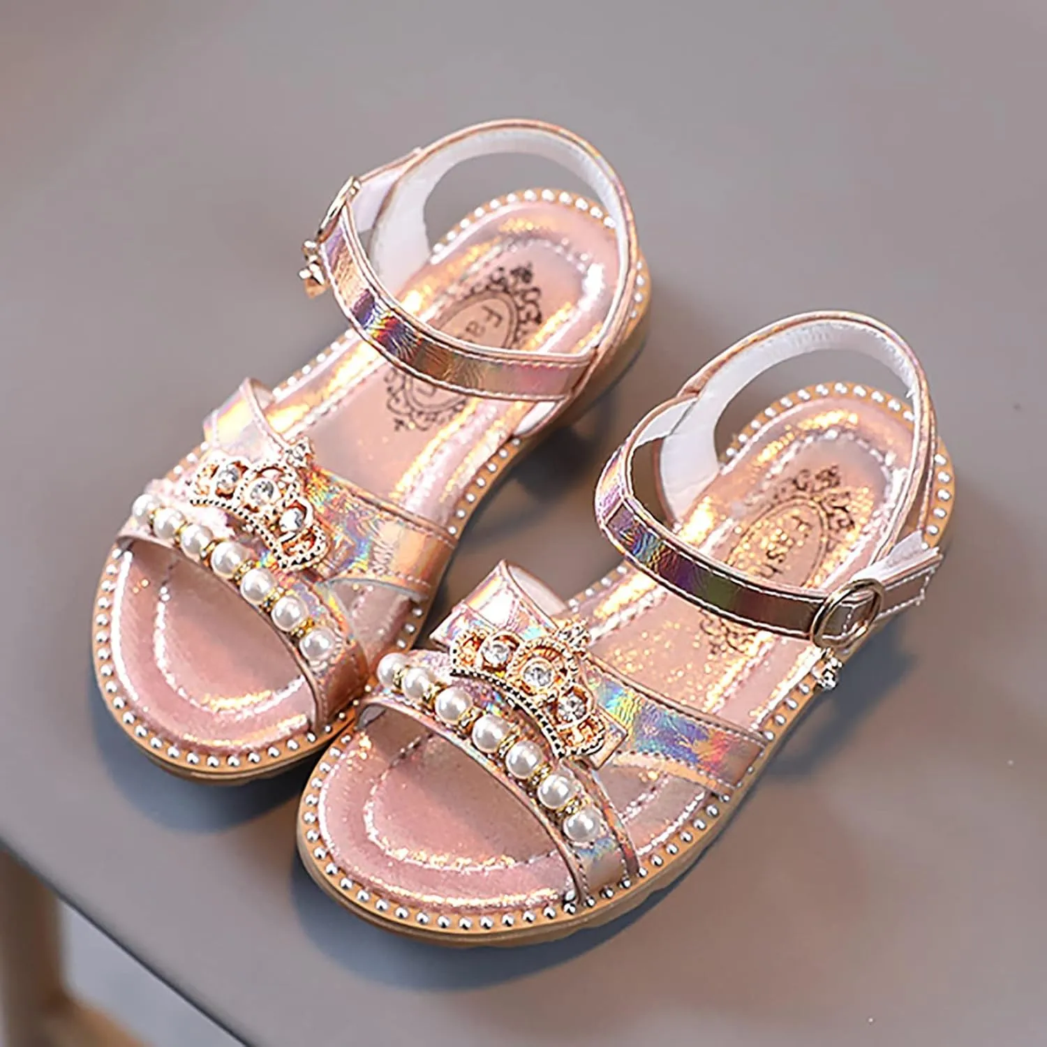 Big Comfort 3 Girls Sandals Flat Pearl Children Shoes Big Kids Beach Shoes Girls Sandals for Girls Size 11