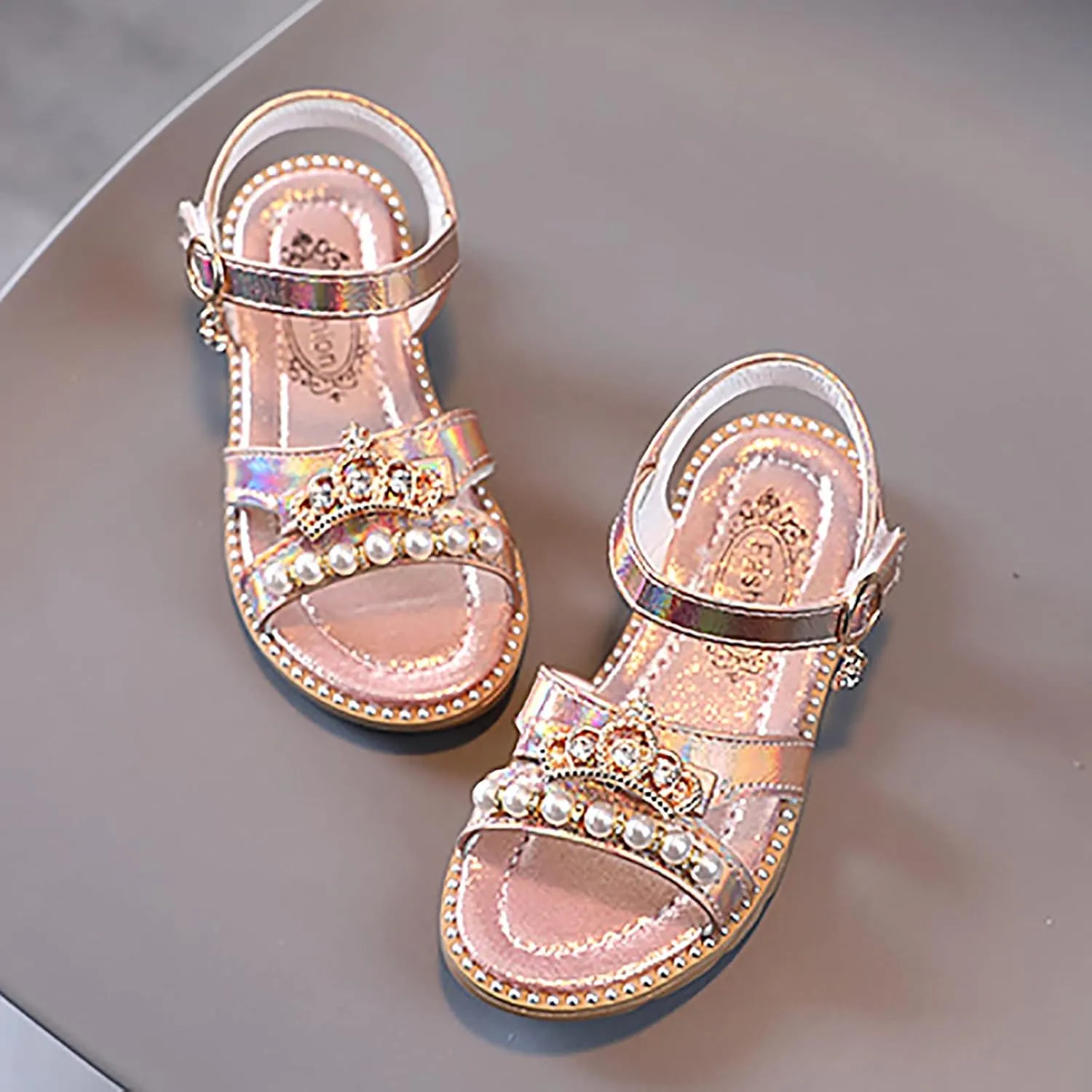 Big Comfort 3 Girls Sandals Flat Pearl Children Shoes Big Kids Beach Shoes Girls Sandals for Girls Size 11