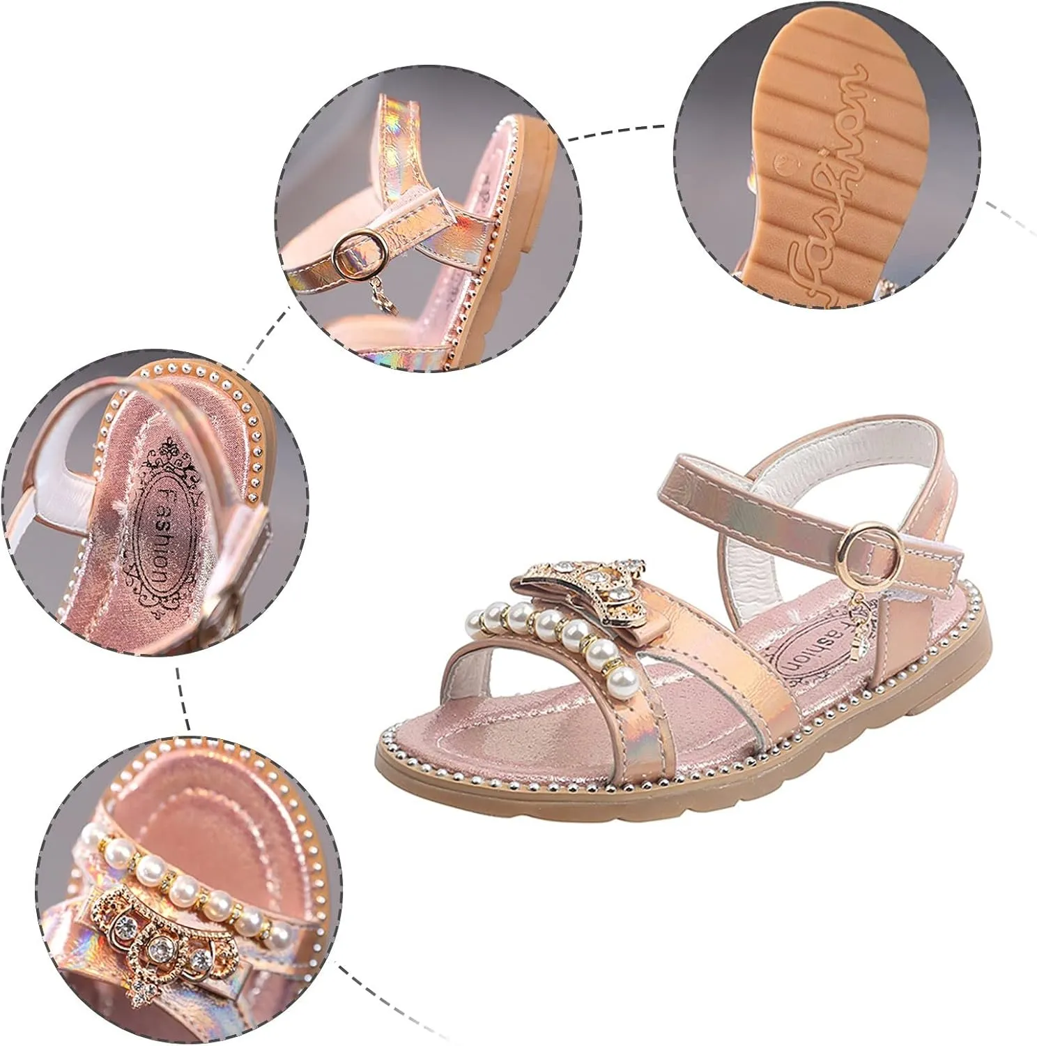 Big Comfort 3 Girls Sandals Flat Pearl Children Shoes Big Kids Beach Shoes Girls Sandals for Girls Size 11