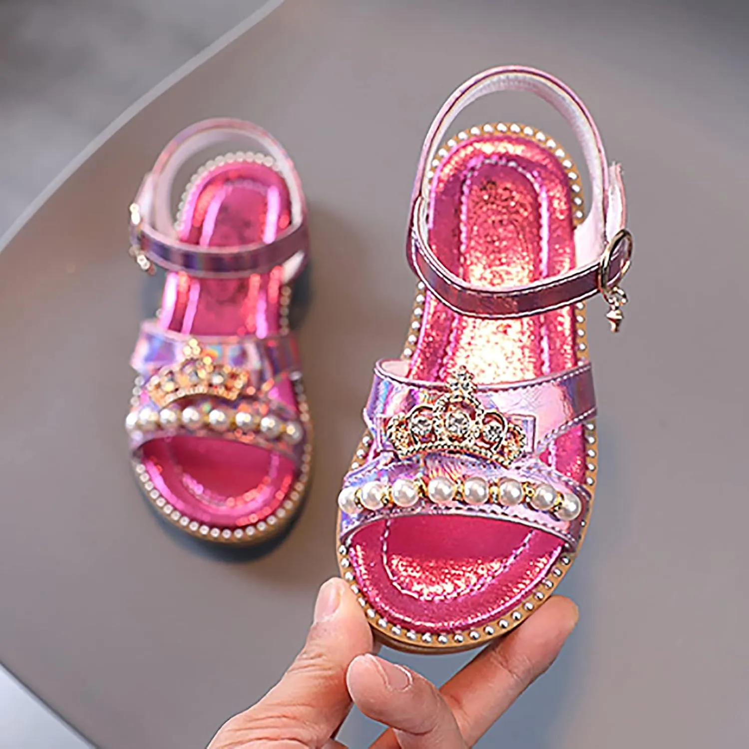 Big Comfort 3 Girls Sandals Flat Pearl Children Shoes Big Kids Beach Shoes Girls Sandals for Girls Size 11