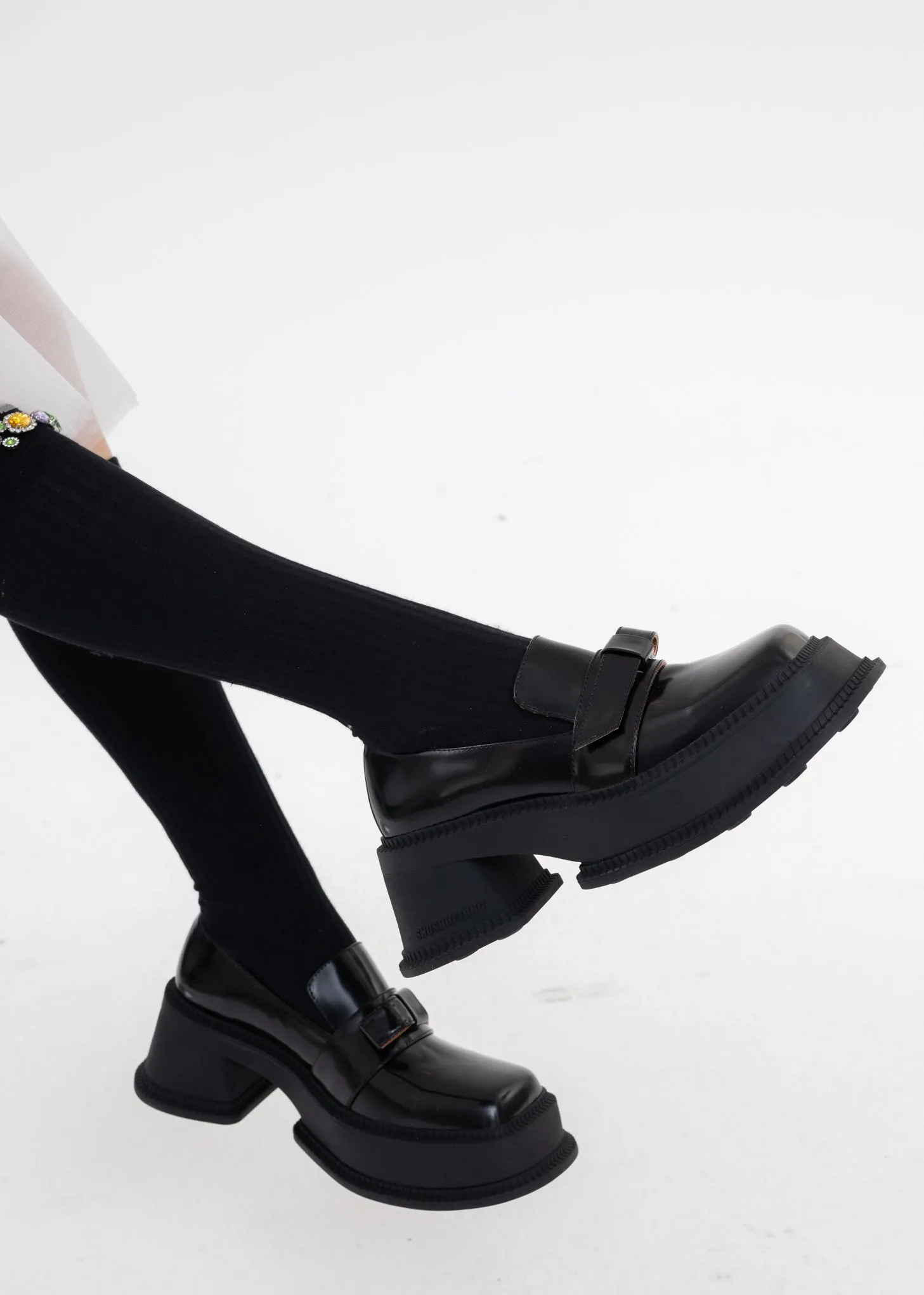 Black Bow Loafer Platform