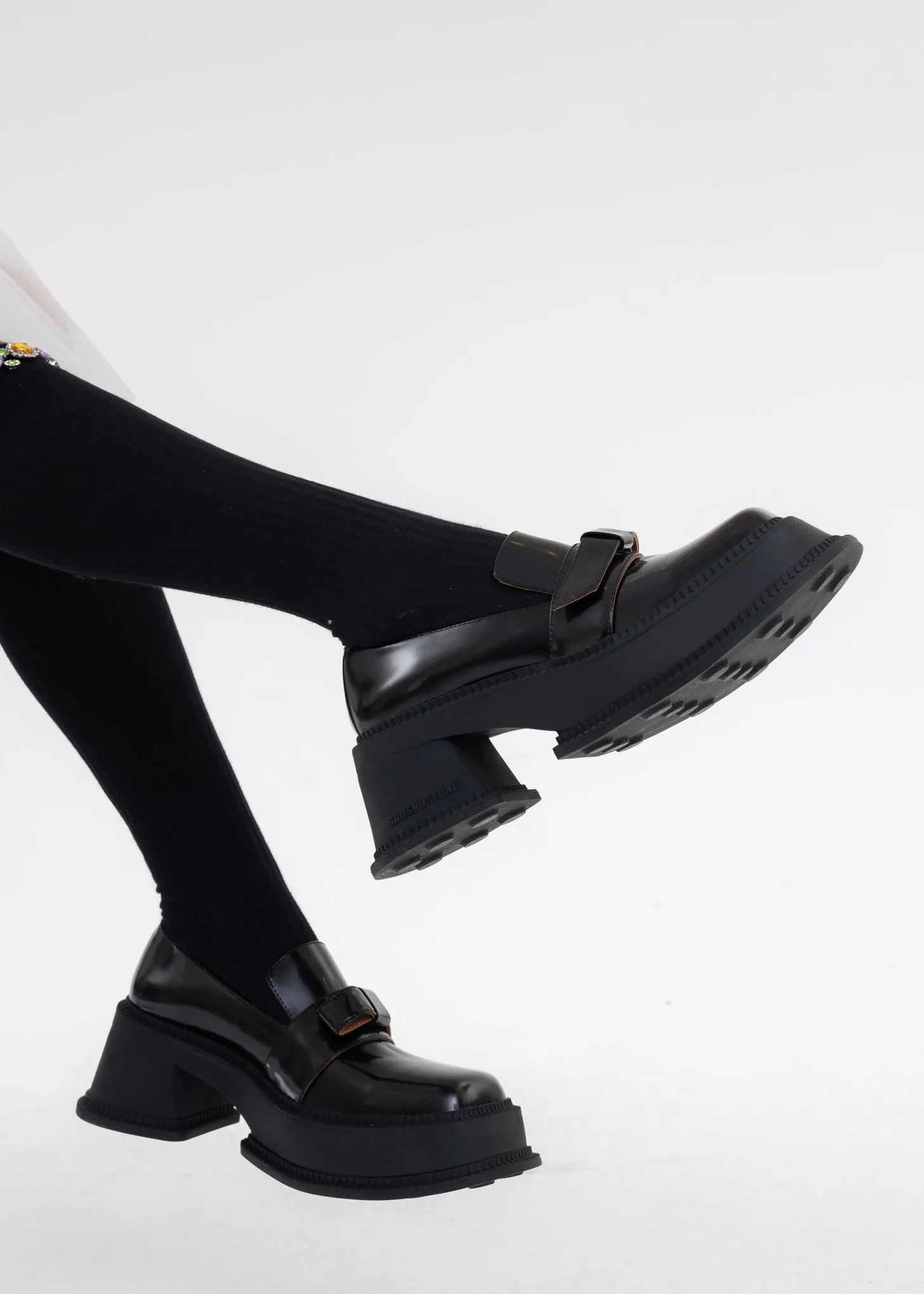 Black Bow Loafer Platform