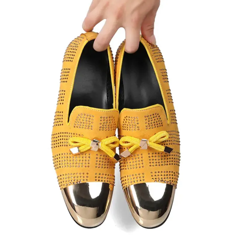 Black brick inlaid bow tie men's dress shoes