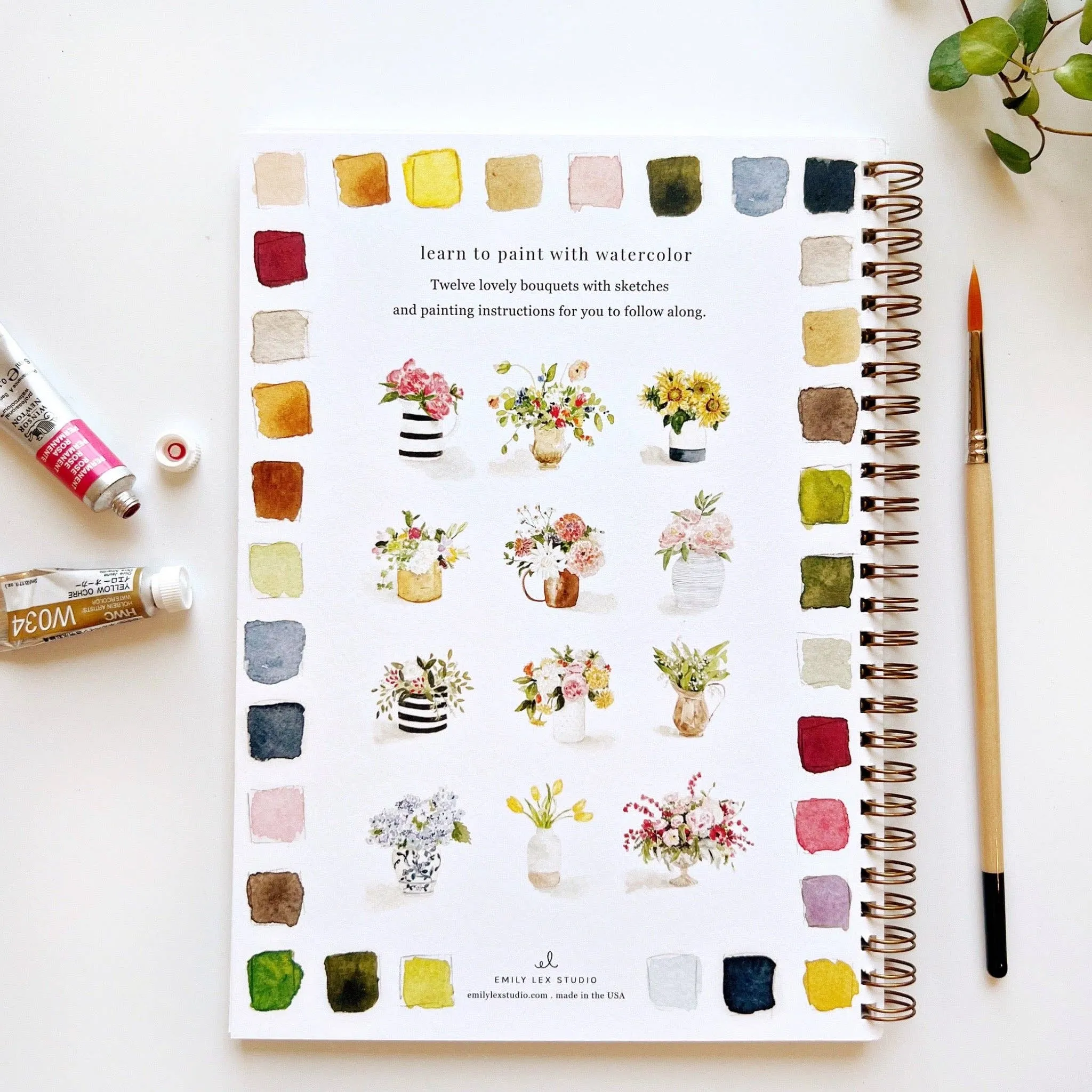 Bouquets watercolor workbook by Emily Lex