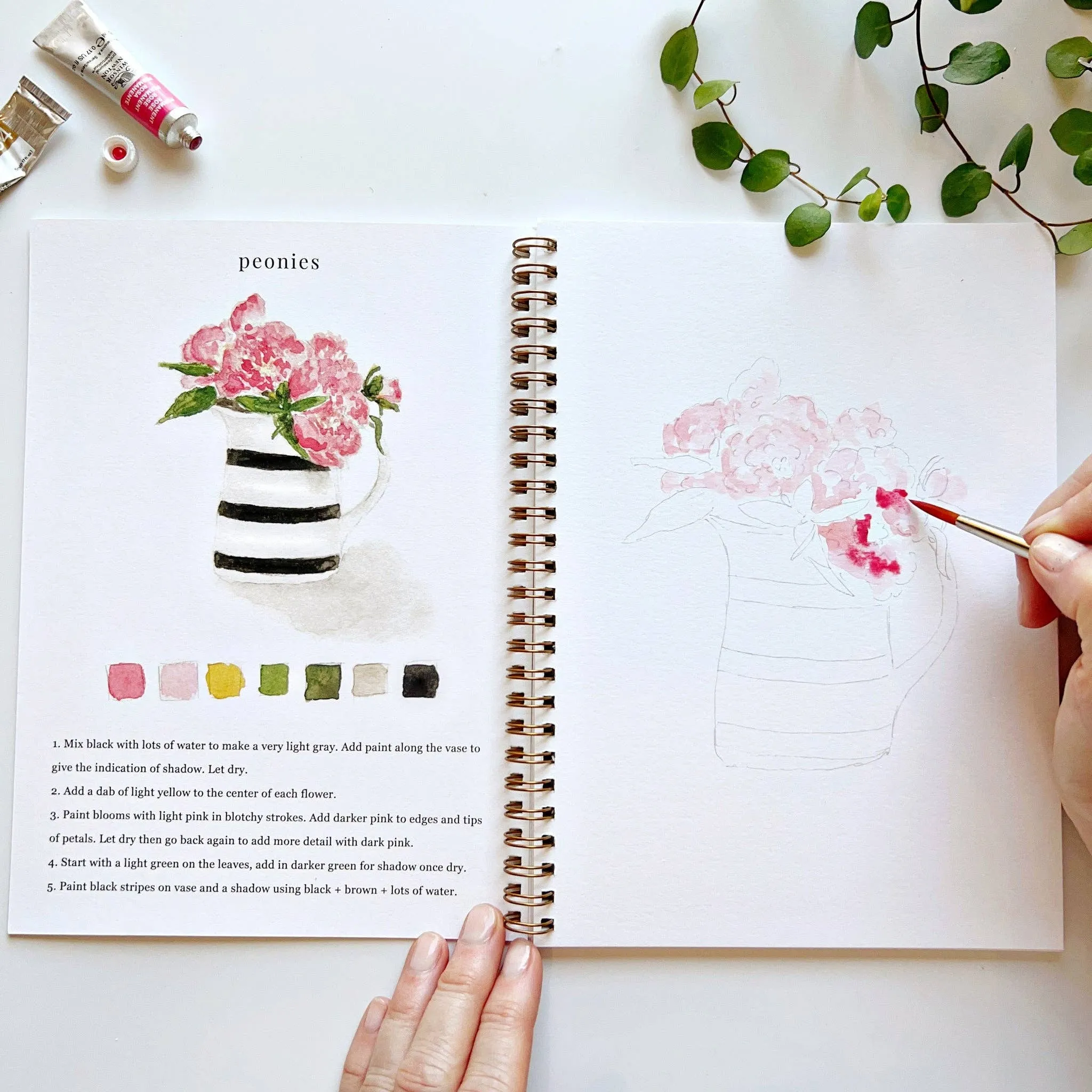 Bouquets watercolor workbook by Emily Lex