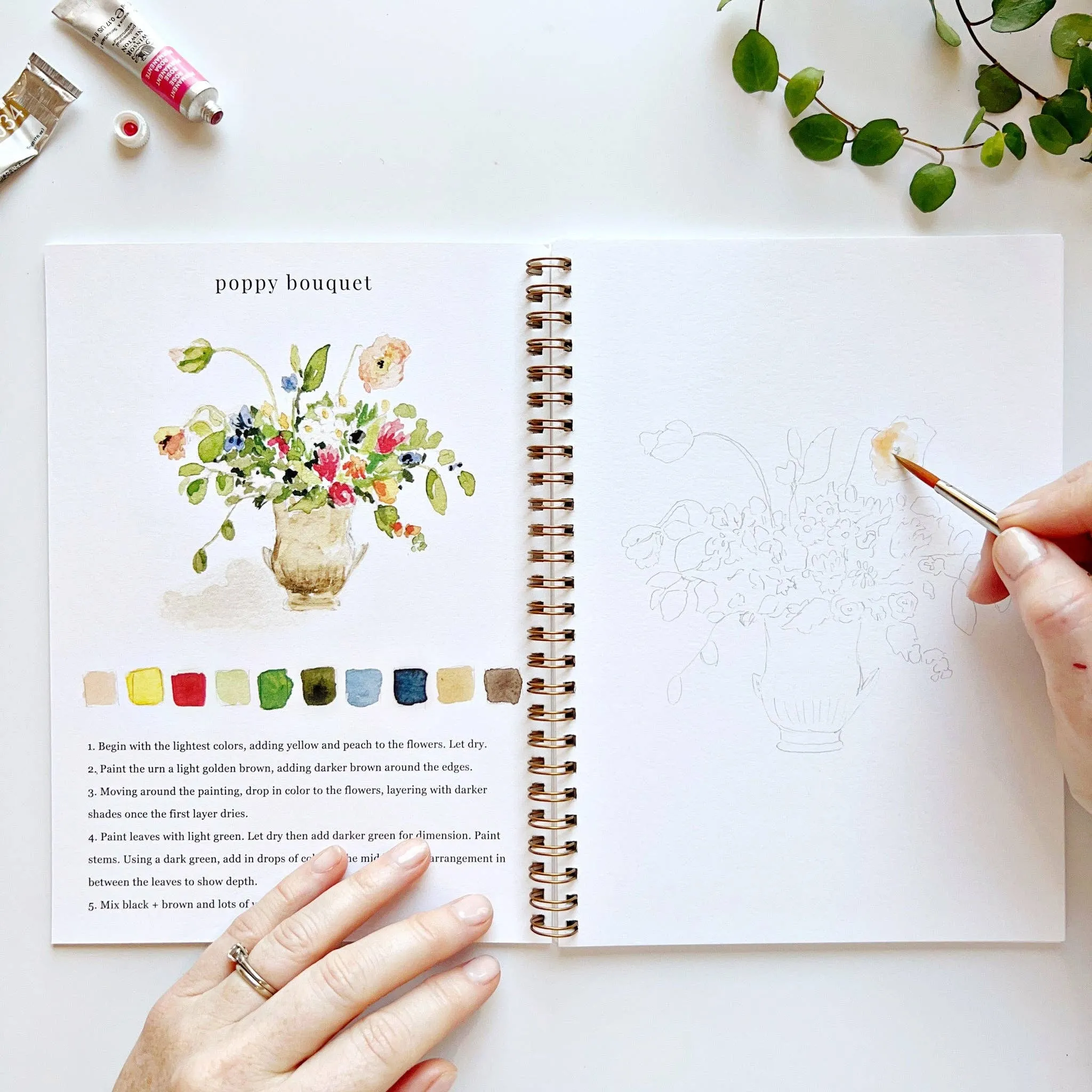 Bouquets watercolor workbook by Emily Lex