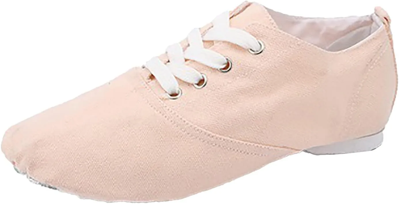 Canvas Jazz Shoes for Girls and Boys Slip-On Dance Shoes Kids Toddler Split Sole Flat Heel Training Shoes