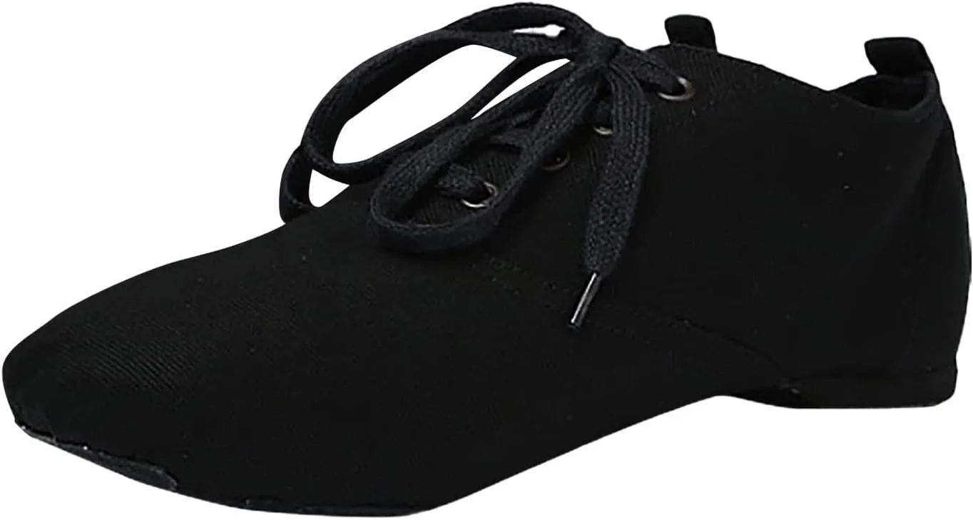 Canvas Jazz Shoes for Girls and Boys Slip-On Dance Shoes Kids Toddler Split Sole Flat Heel Training Shoes