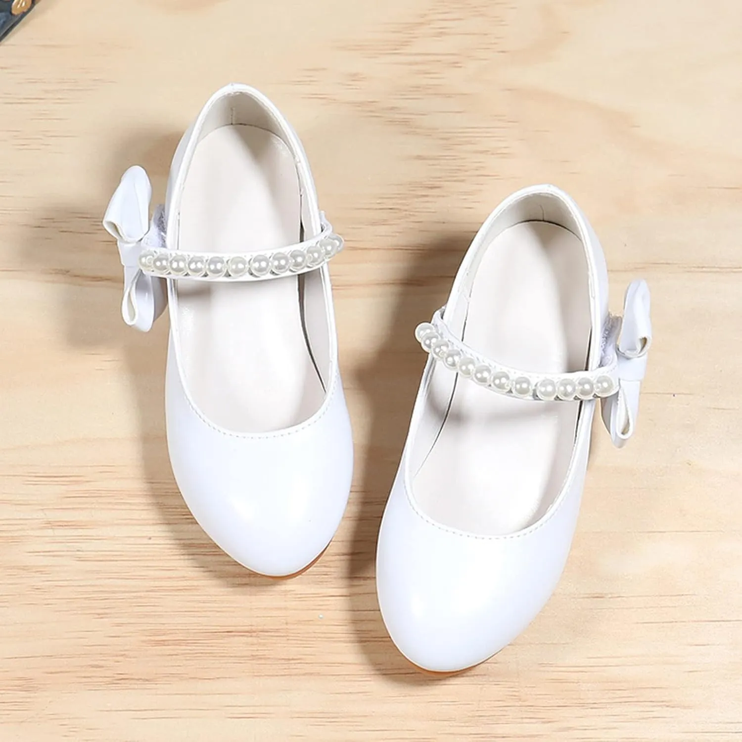 Casual Slip Sneaker Children Shoes Children Leather Shoes White Bow Knot Spring Autumn Gir High Heel Young Girl Shoes