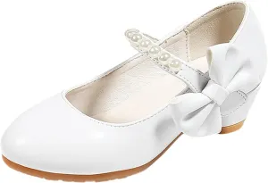 Casual Slip Sneaker Children Shoes Children Leather Shoes White Bow Knot Spring Autumn Gir High Heel Young Girl Shoes