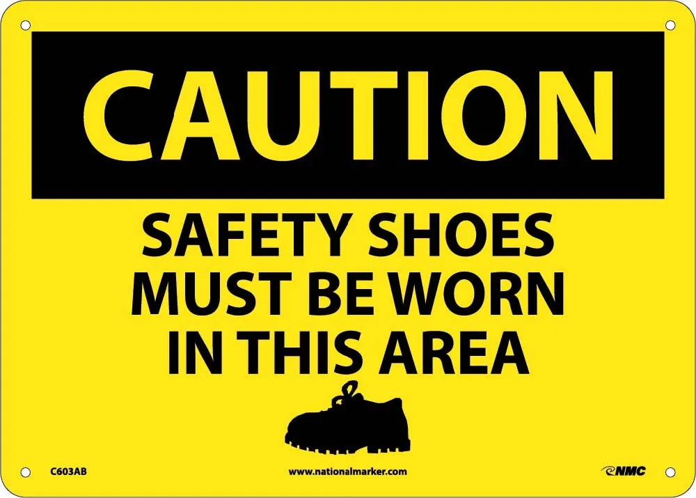 Caution Safety Shoes Must Be Worn In This Area Sign