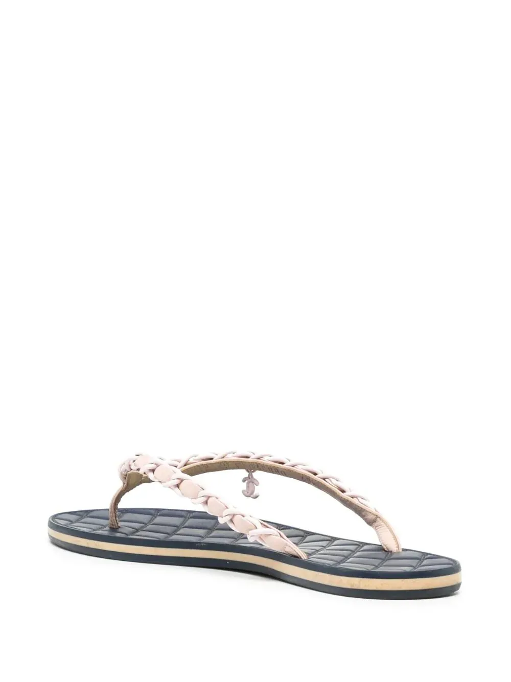 Chain-link Leather Flip Flops
