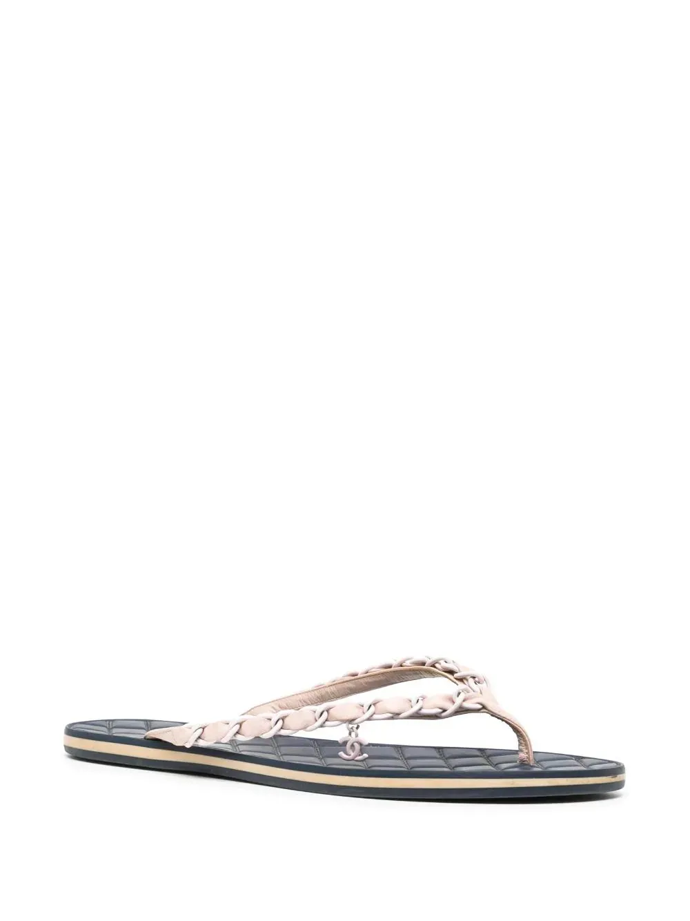 Chain-link Leather Flip Flops