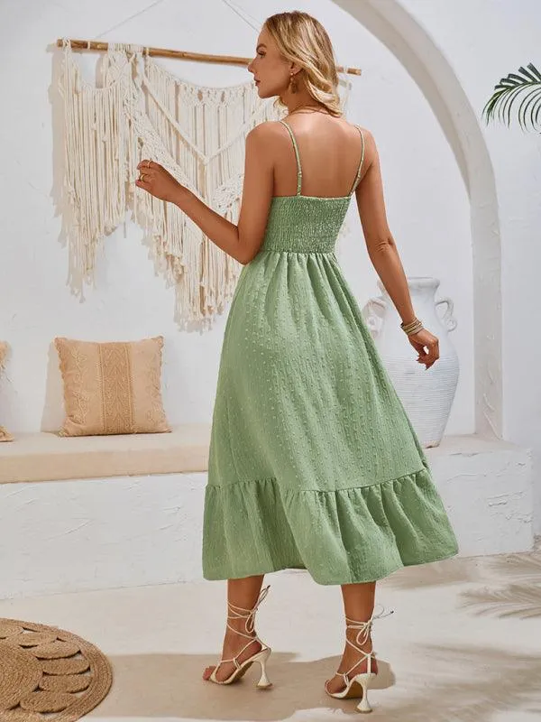 Chic V-neck Sleeveless Summer Suspender Dress for Women