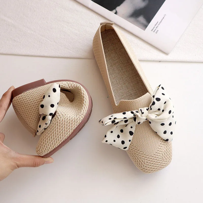 Classic Bow Knitted Breathable Women's Loafers