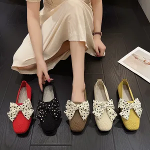 Classic Bow Knitted Breathable Women's Loafers