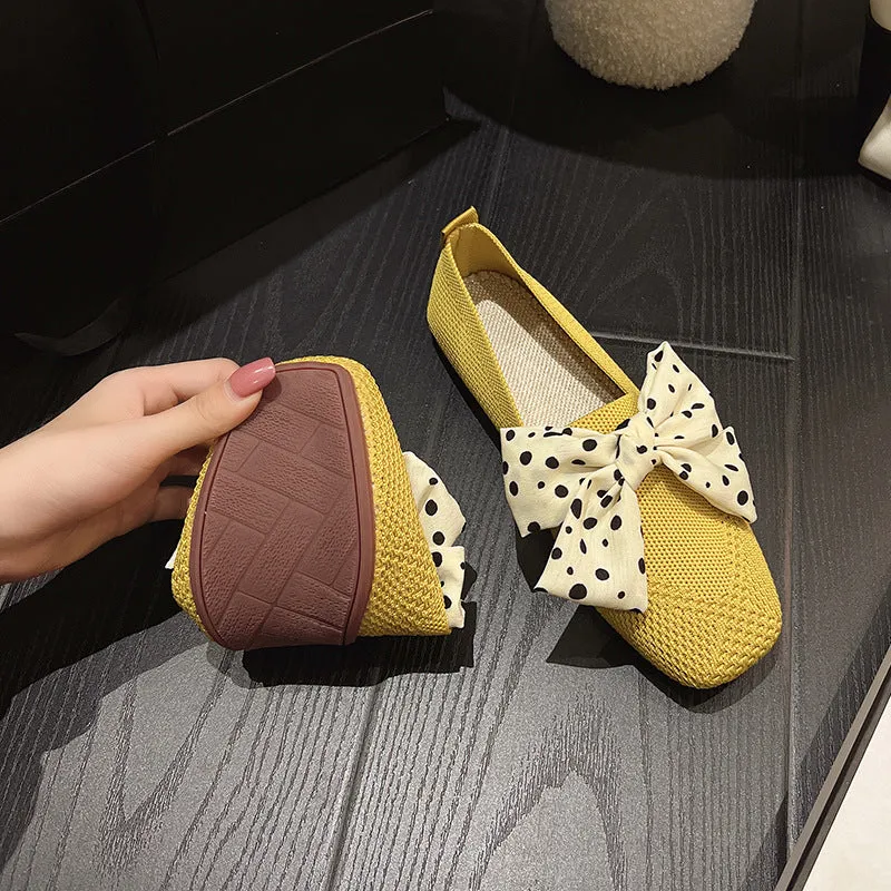 Classic Bow Knitted Breathable Women's Loafers