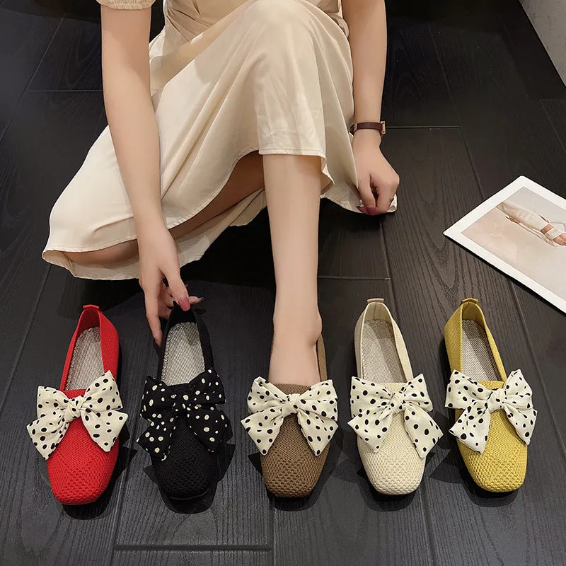 Classic Bow Knitted Breathable Women's Loafers