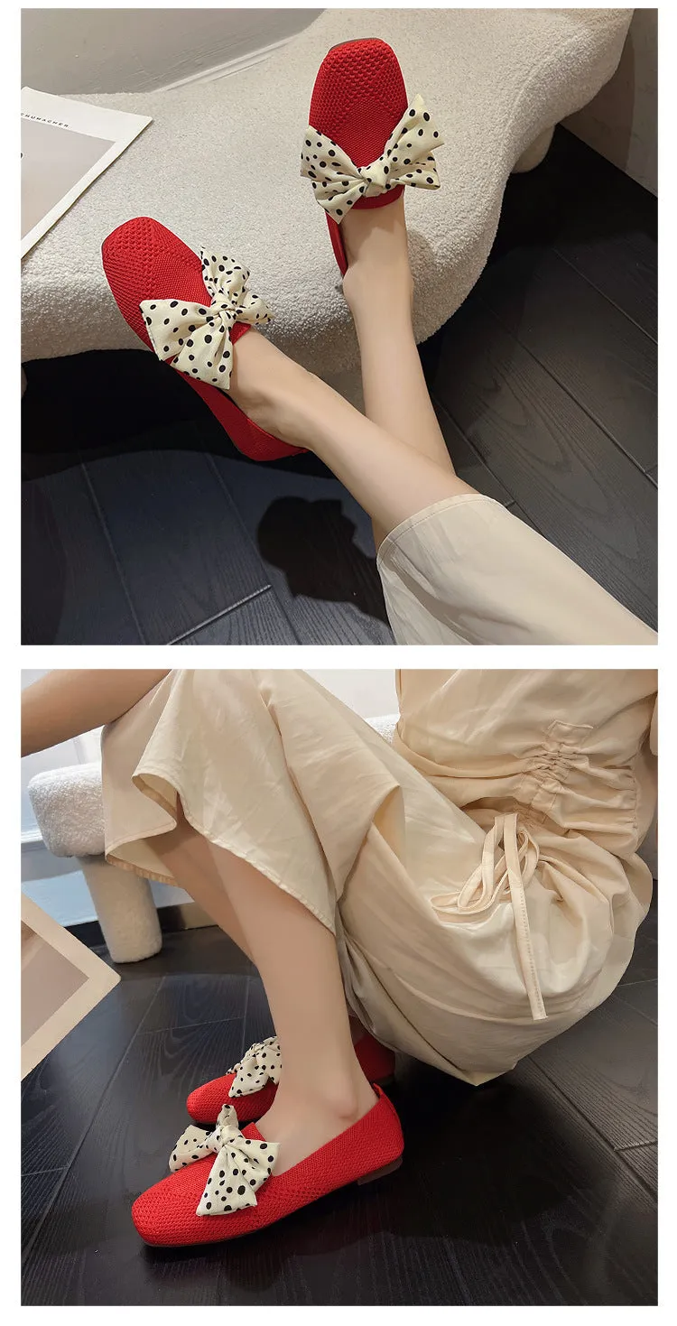 Classic Bow Knitted Breathable Women's Loafers