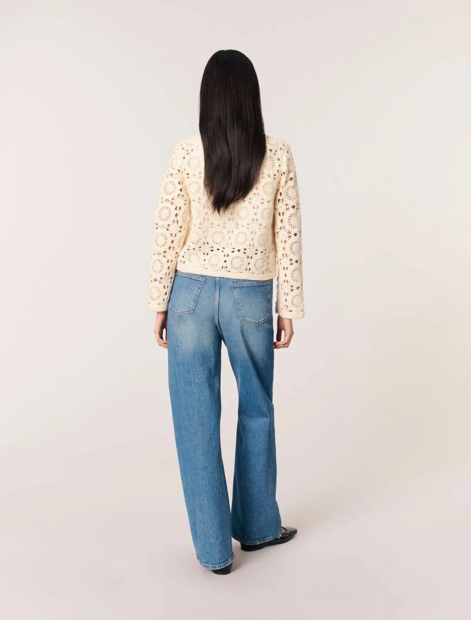 Crocheted cropped cardigan