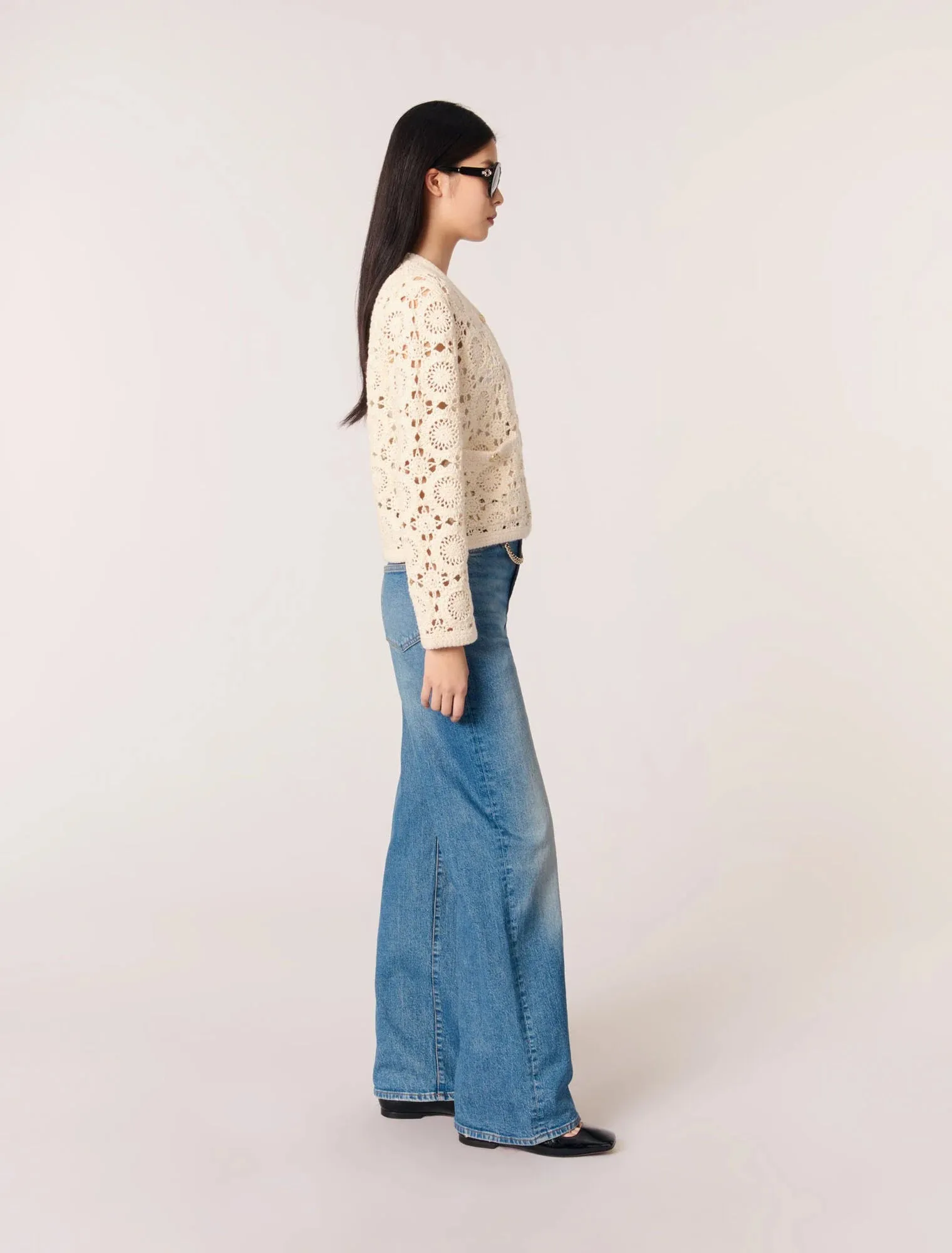 Crocheted cropped cardigan