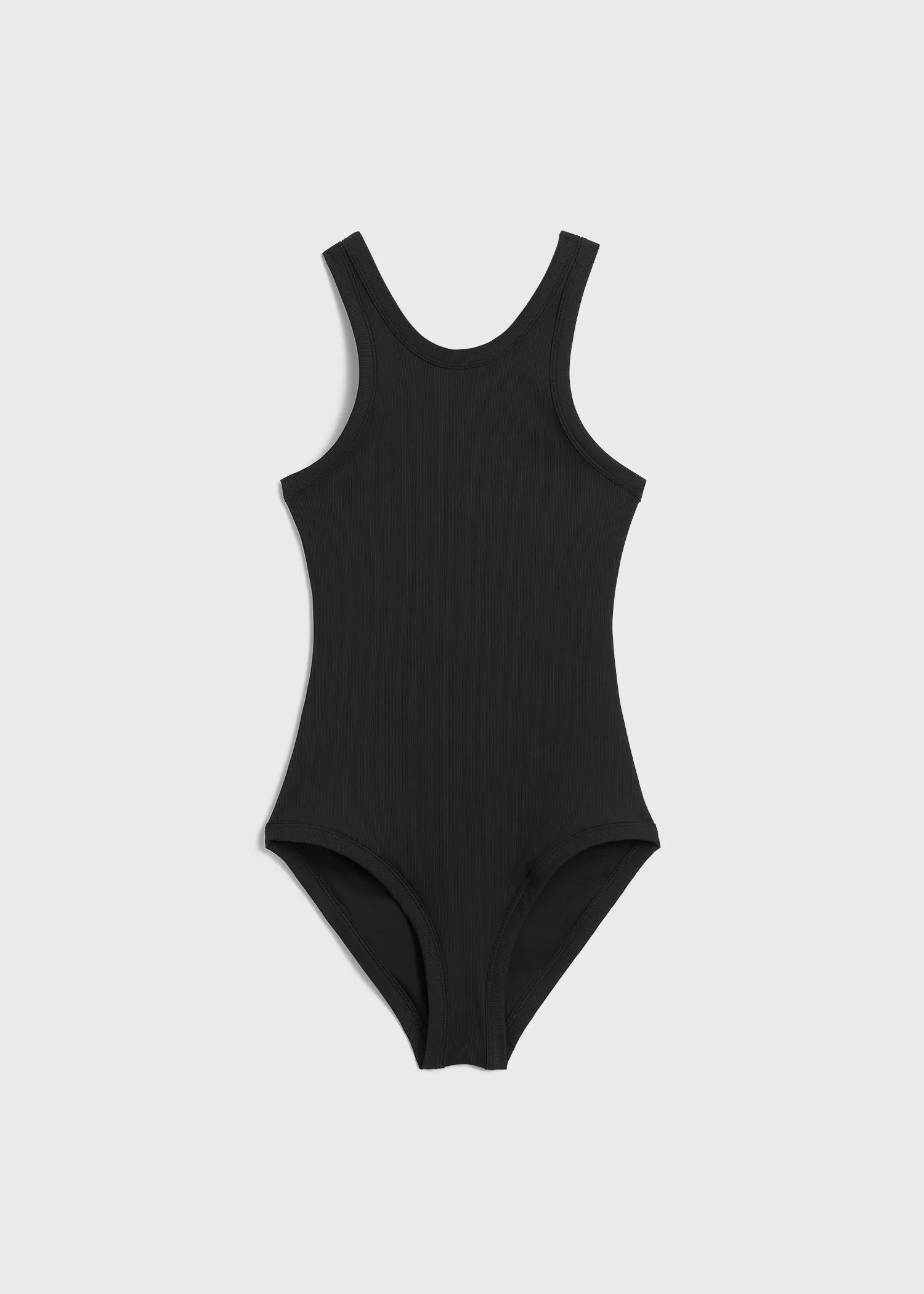 Curved rib swimsuit black