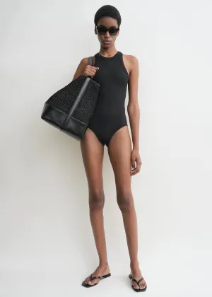 Curved rib swimsuit black