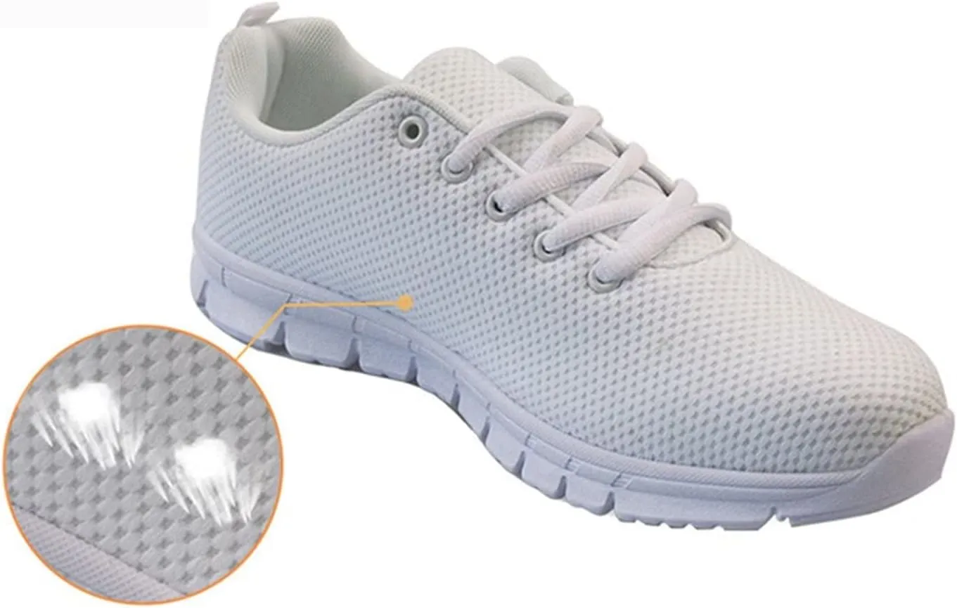 Dolyues Teens Shoes Yellow Flower Shoes Print Mesh Girls Running Sport Shoes