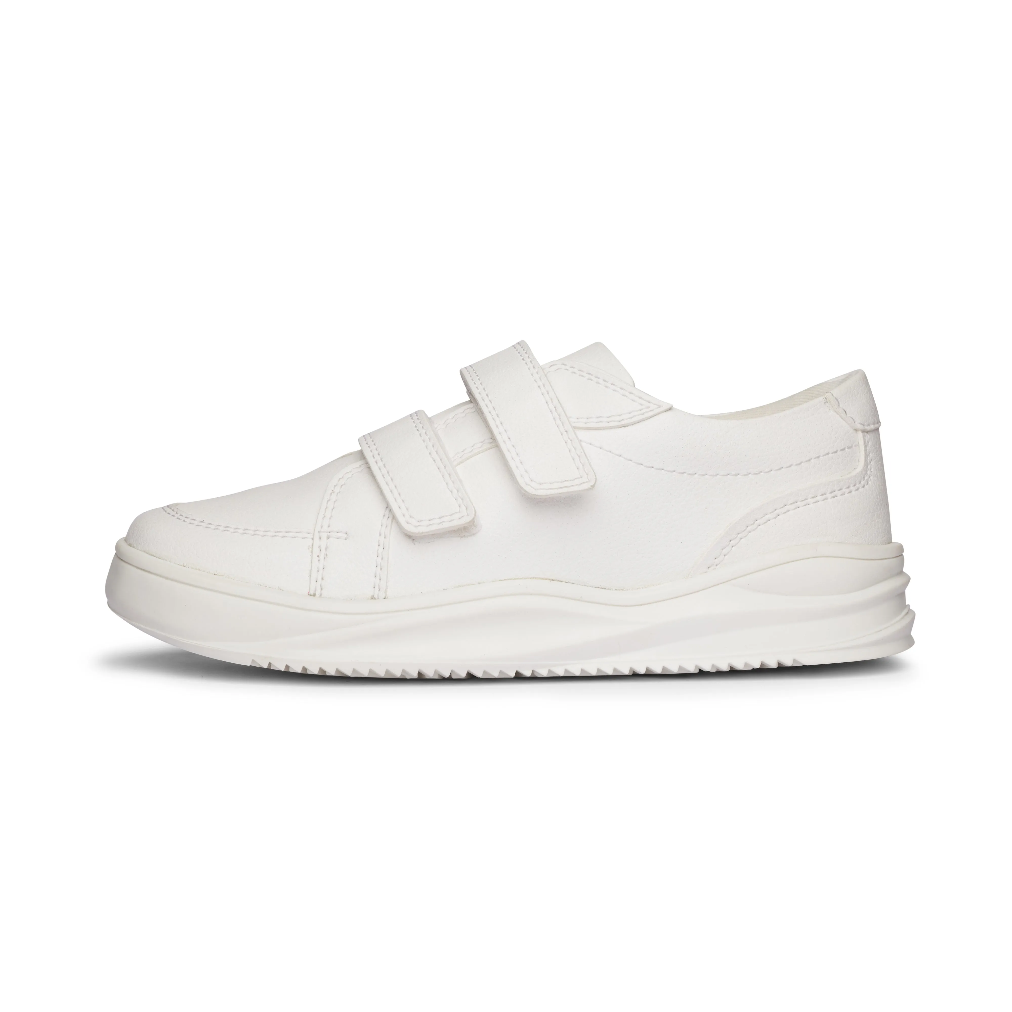 Double Strap Kids School Shoes - White