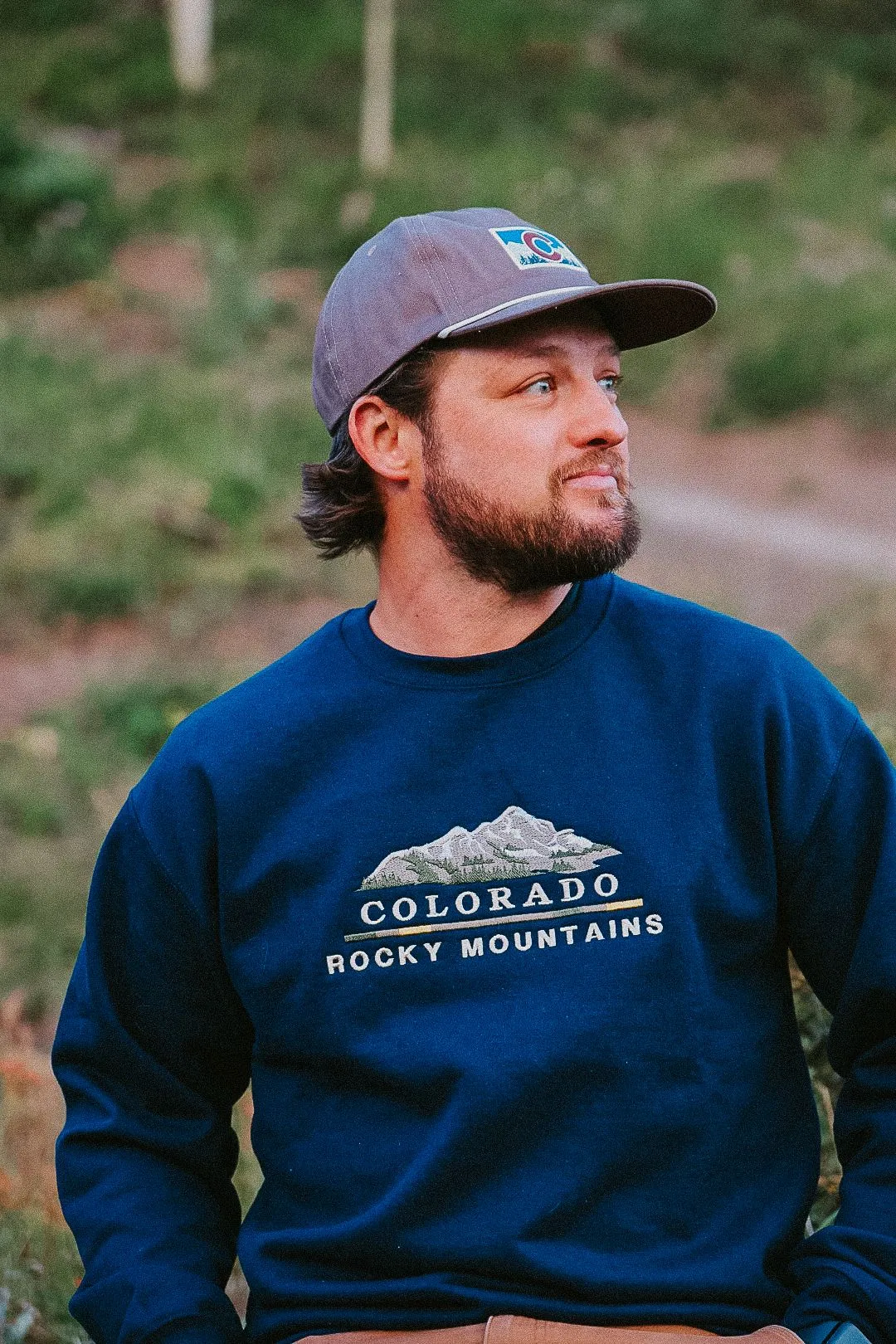 Earth Images Peaks Embroidered Colorado Crewneck