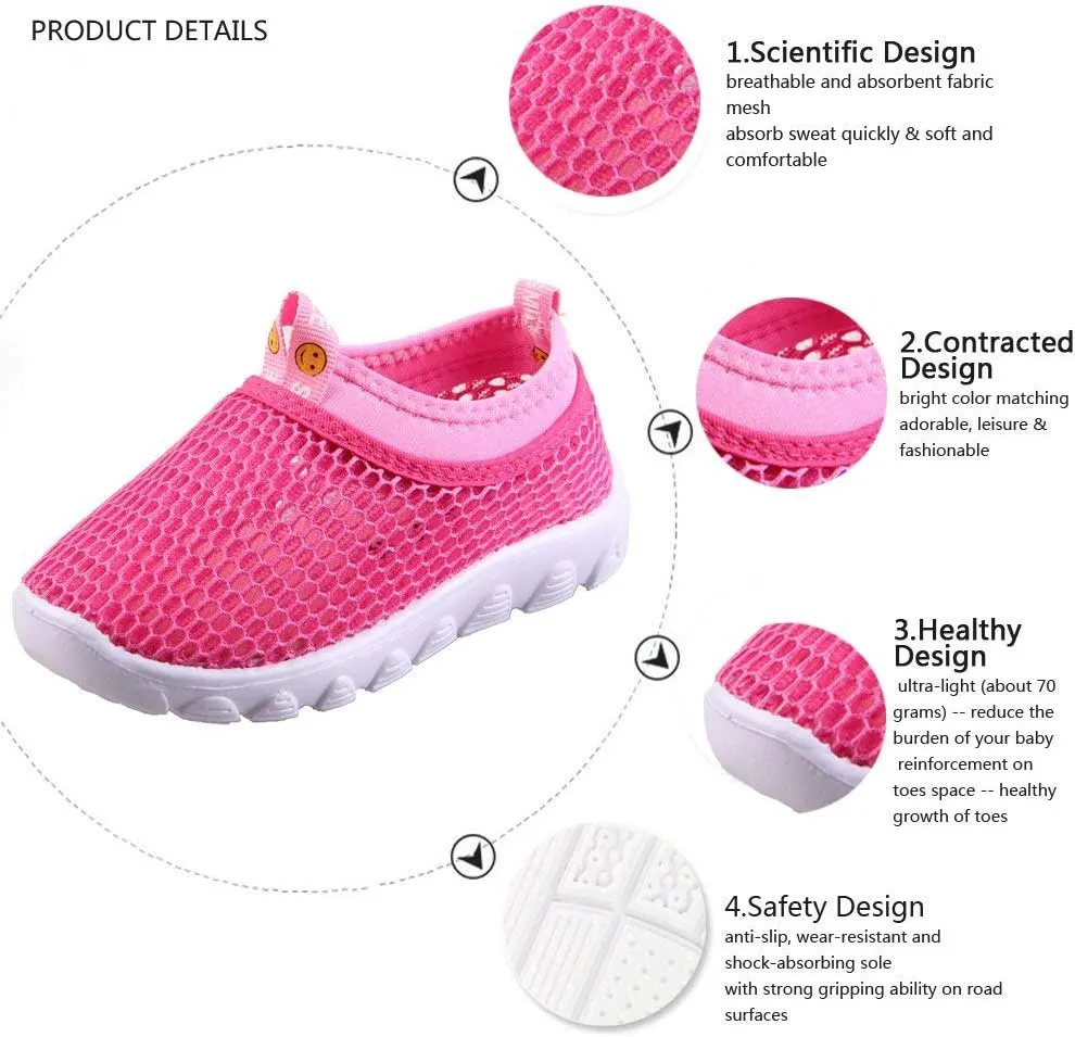 EQUICK Toddler Kids Water Shoes Breathable Mesh Running Sneakers Sandals for Boys Girls Running Pool Beach