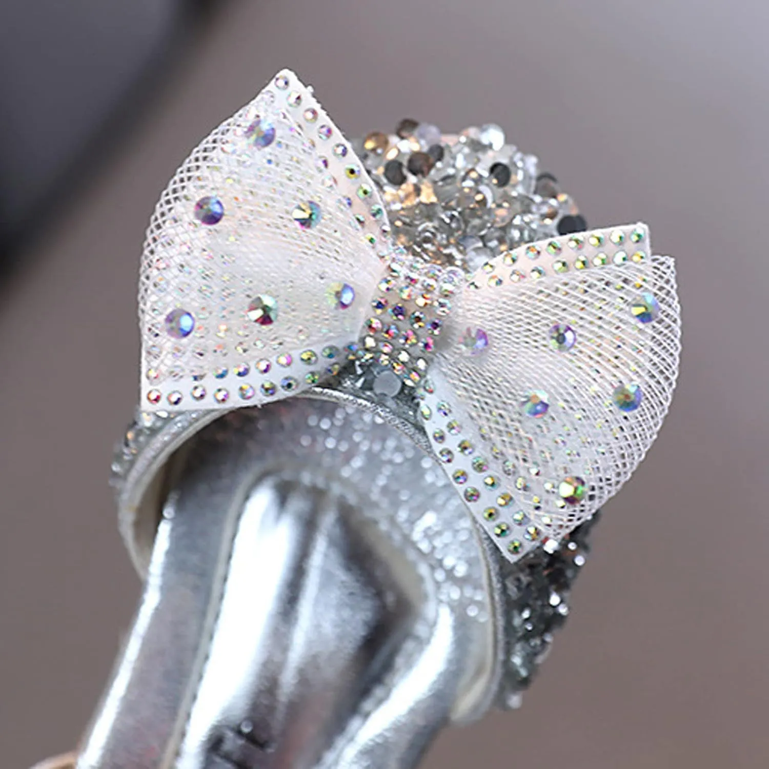 Fashion Spring and Summer Girls' Sandals Dress Performance Dance Shoes Mesh Rhinestone Pearl Toddler Sandals Size 9 (Silver, 3-3.5 Years Toddler)