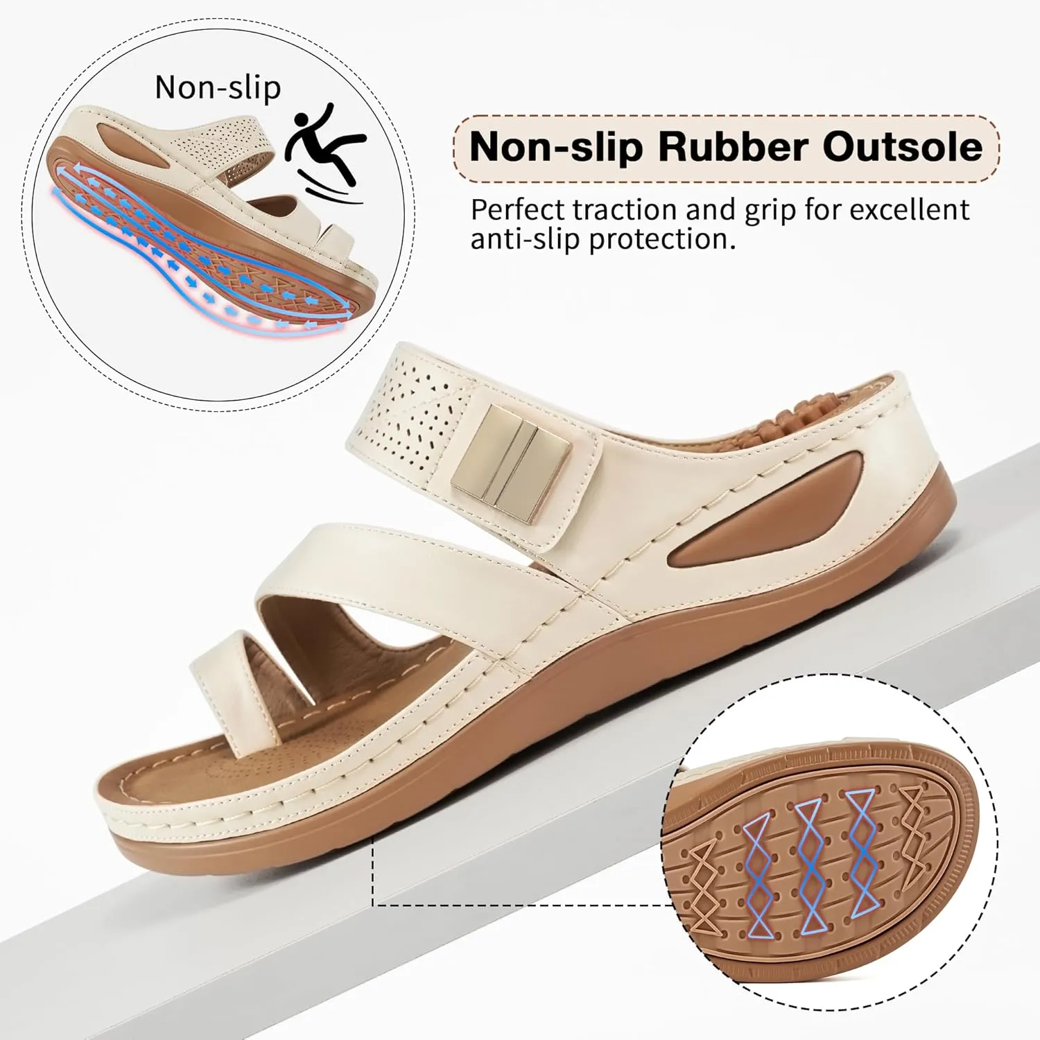 FUDYNMALC Womens Sandals Wedge Shoes: Comfortable Orthopedic Sandals for Women Casual Summer Dressy Flip Flops Beach Walking Sandals