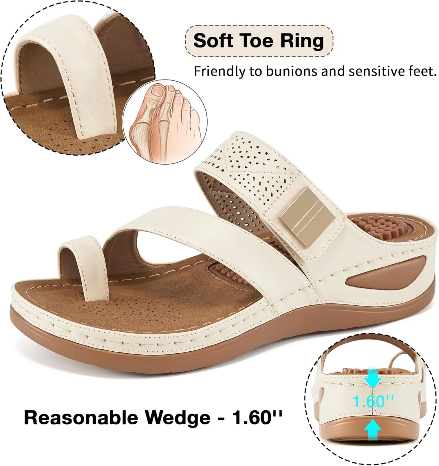 FUDYNMALC Womens Sandals Wedge Shoes: Comfortable Orthopedic Sandals for Women Casual Summer Dressy Flip Flops Beach Walking Sandals