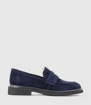 GALIA Loafer with Keeper in Navy Suede