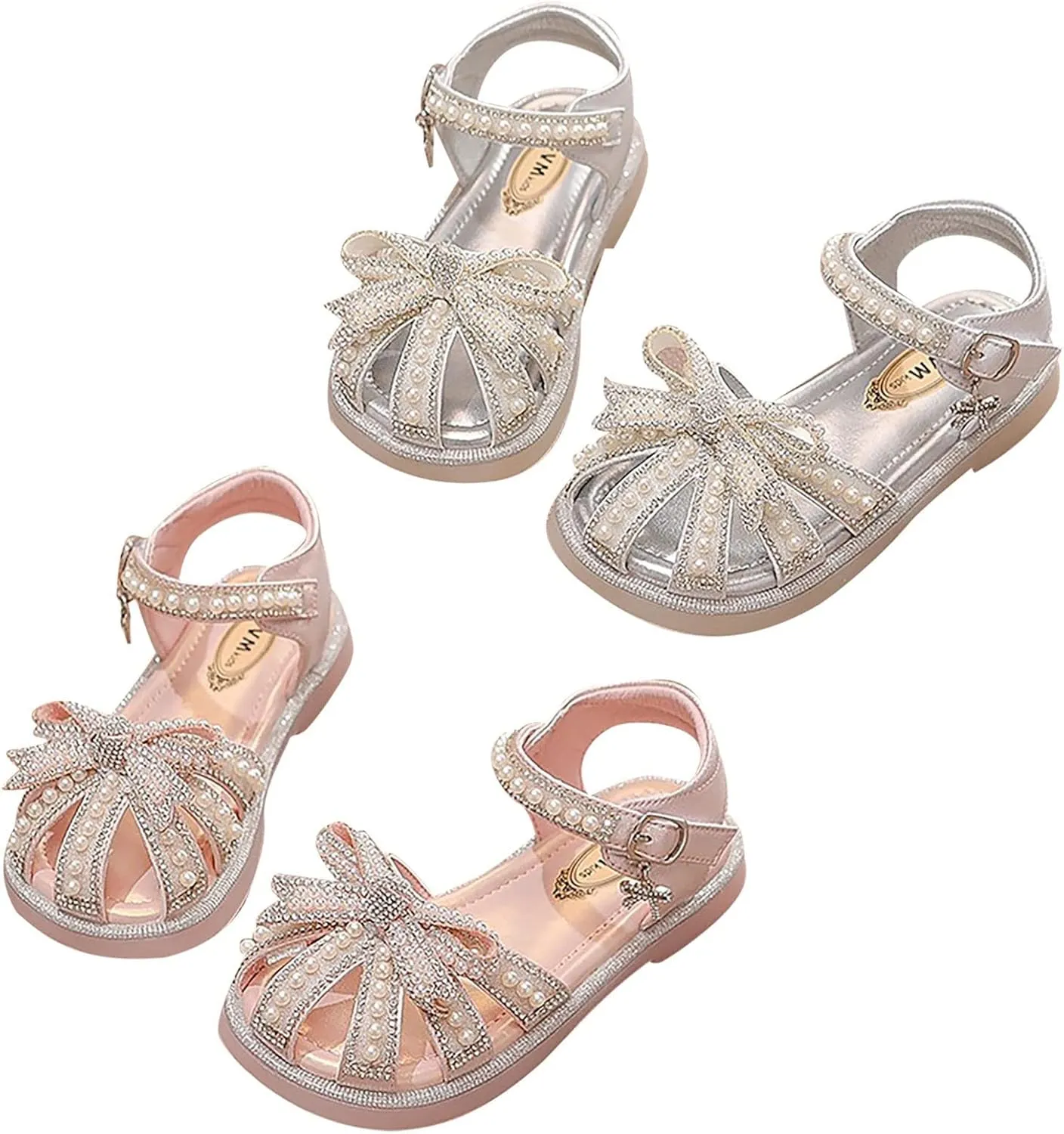 Girl Shoes Size 9 Toddler Kids Baby Summer Girls Closed Toe Sandals Pearl Glitter Diamond Girls Size 2 Flip Flops