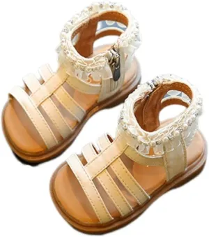 Girls Sandal 12 Kids Baby Girl Sandals Pearl Crystal Diamond Lace Side Princess Shoes Toddler Girls Sandals Size 4