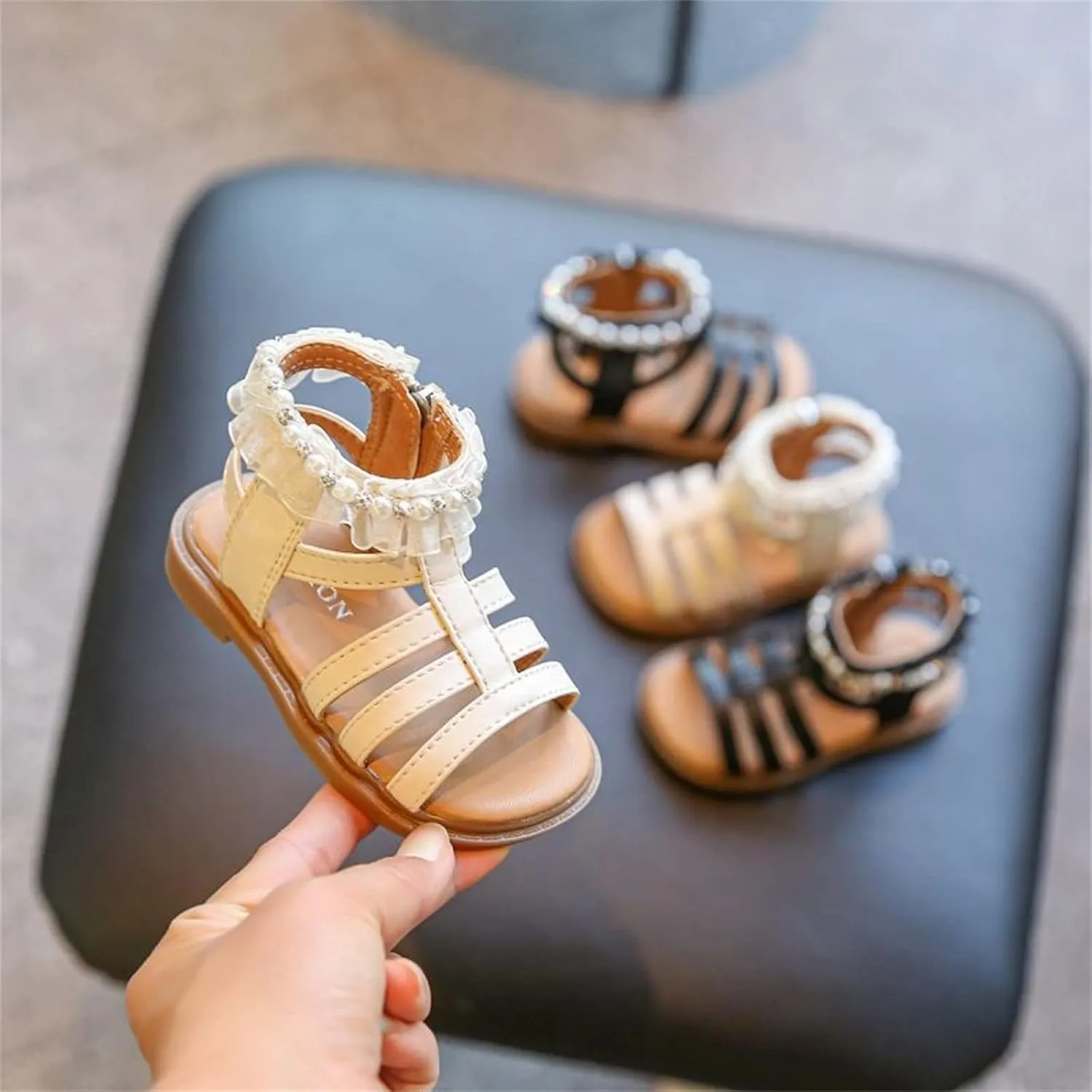 Girls Sandal 12 Kids Baby Girl Sandals Pearl Crystal Diamond Lace Side Princess Shoes Toddler Girls Sandals Size 4