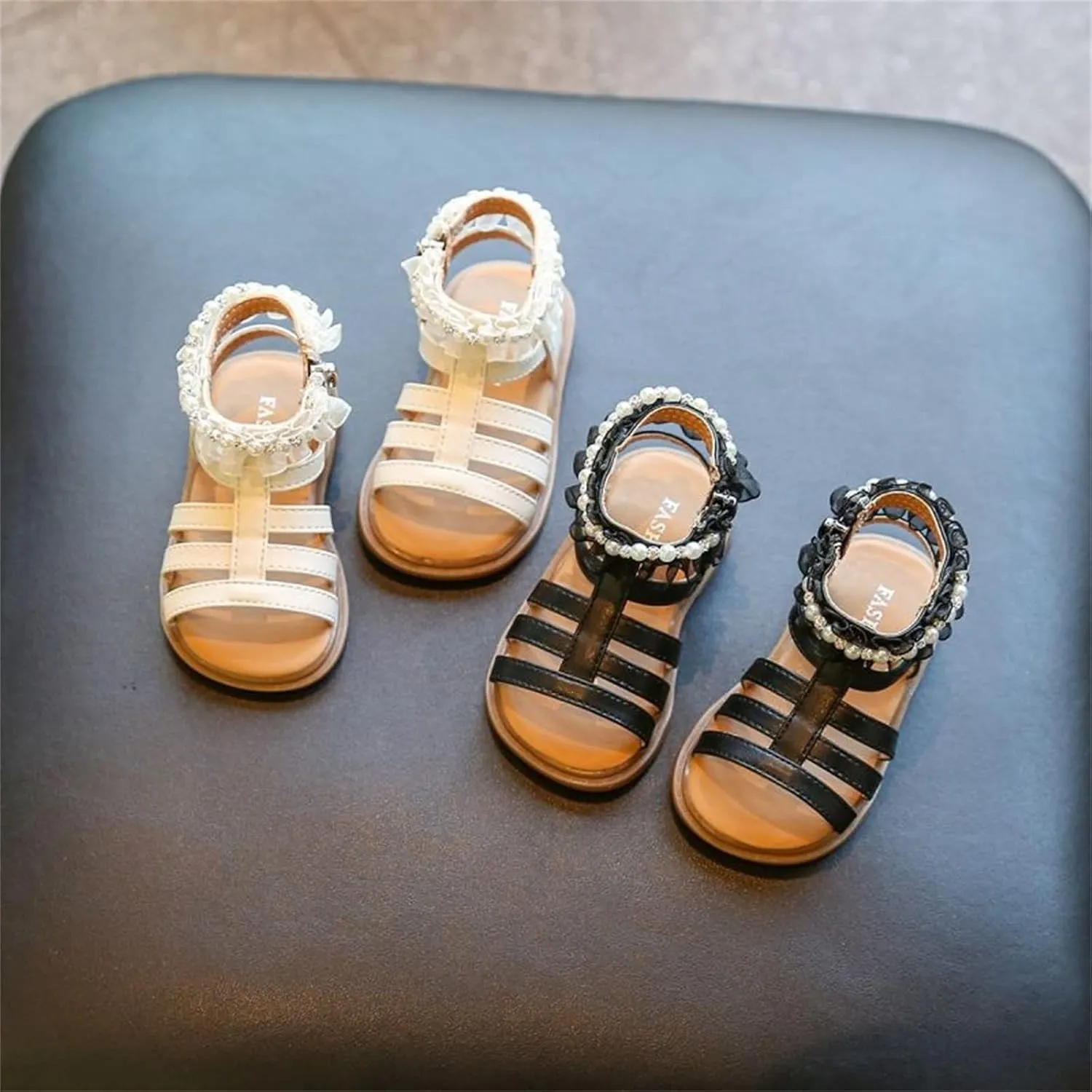 Girls Sandal 12 Kids Baby Girl Sandals Pearl Crystal Diamond Lace Side Princess Shoes Toddler Girls Sandals Size 4