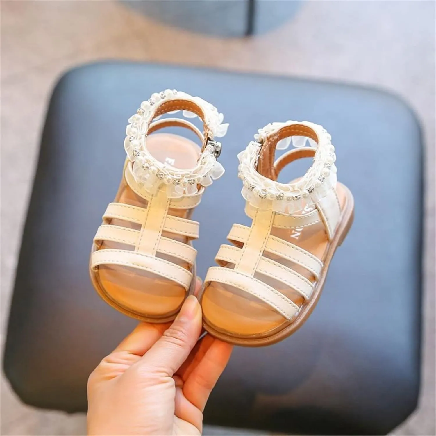 Girls Sandal 12 Kids Baby Girl Sandals Pearl Crystal Diamond Lace Side Princess Shoes Toddler Girls Sandals Size 4