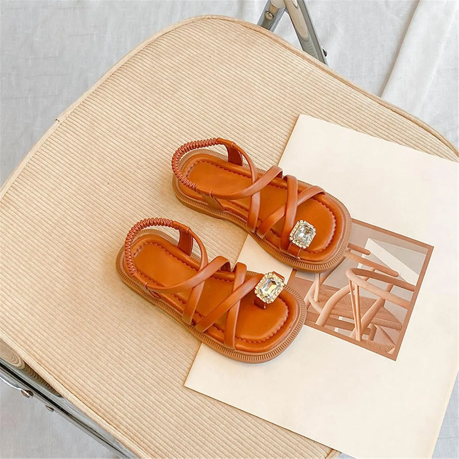 Girls Sandals Open Toe Cute No Heels Dress Sandals Strappy Summer Beach Shoes Toddler/Little Toddler Sandals