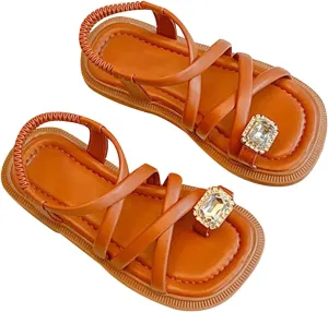 Girls Sandals Open Toe Cute No Heels Dress Sandals Strappy Summer Beach Shoes Toddler/Little Toddler Sandals