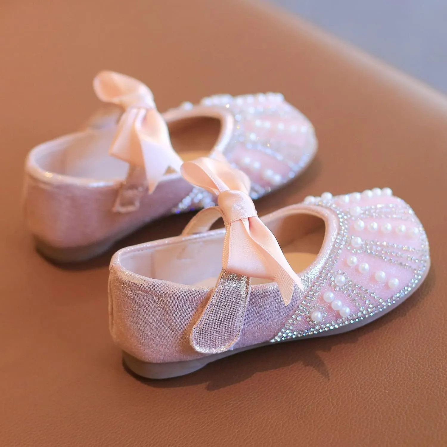 Glitter Slipper Shoes Dress Girls Wedding Heels Shoes Kids Glitter 1-6Y Princess Toddler Shoes Slipper Sock Toddler Girl