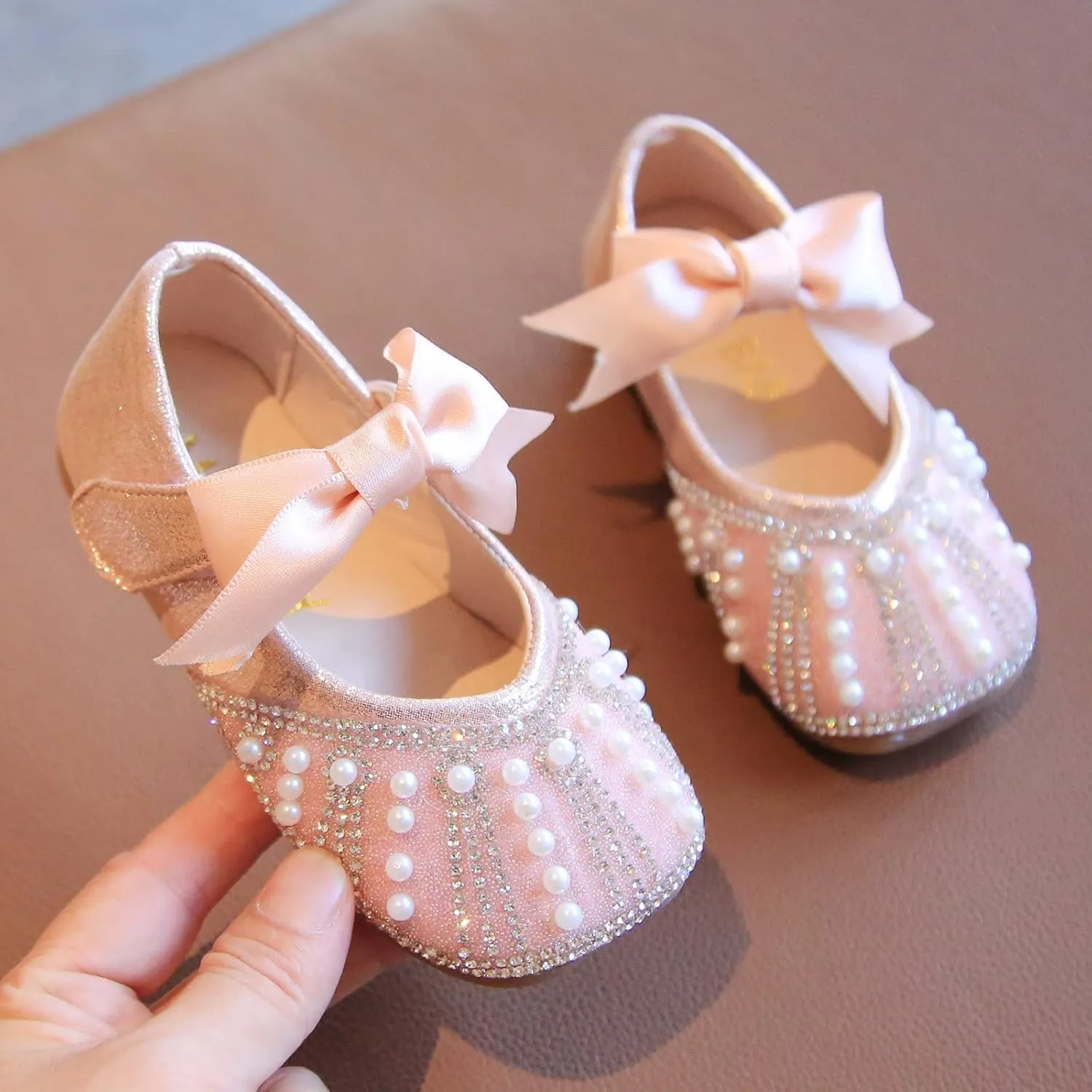 Glitter Slipper Shoes Dress Girls Wedding Heels Shoes Kids Glitter 1-6Y Princess Toddler Shoes Slipper Sock Toddler Girl