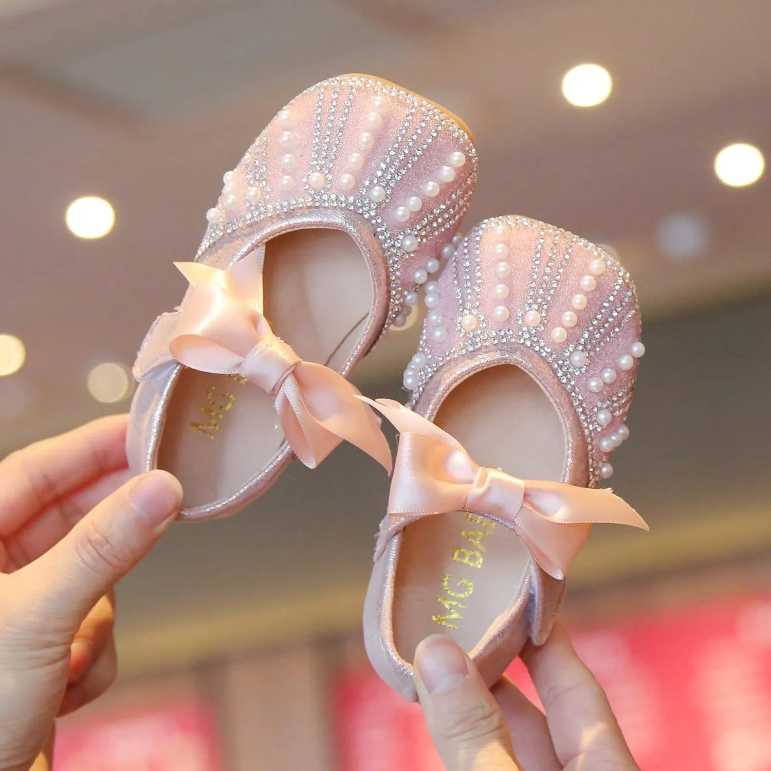 Glitter Slipper Shoes Dress Girls Wedding Heels Shoes Kids Glitter 1-6Y Princess Toddler Shoes Slipper Sock Toddler Girl